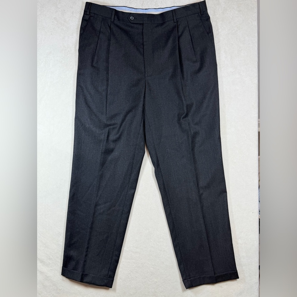 Enzo Mantovani Zignone Size 40W 32L Wool-Cashmere Charcoal Dress Pants